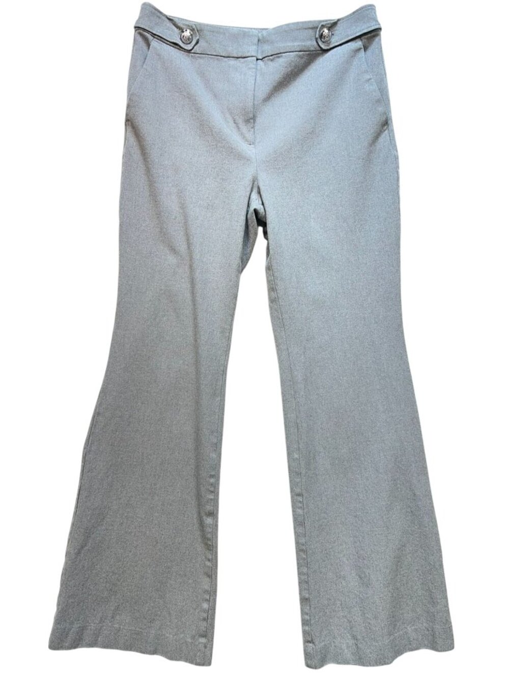 Loft Women's Flared Pants Flat Front Stretch Size 8 Heather Gray Pockets